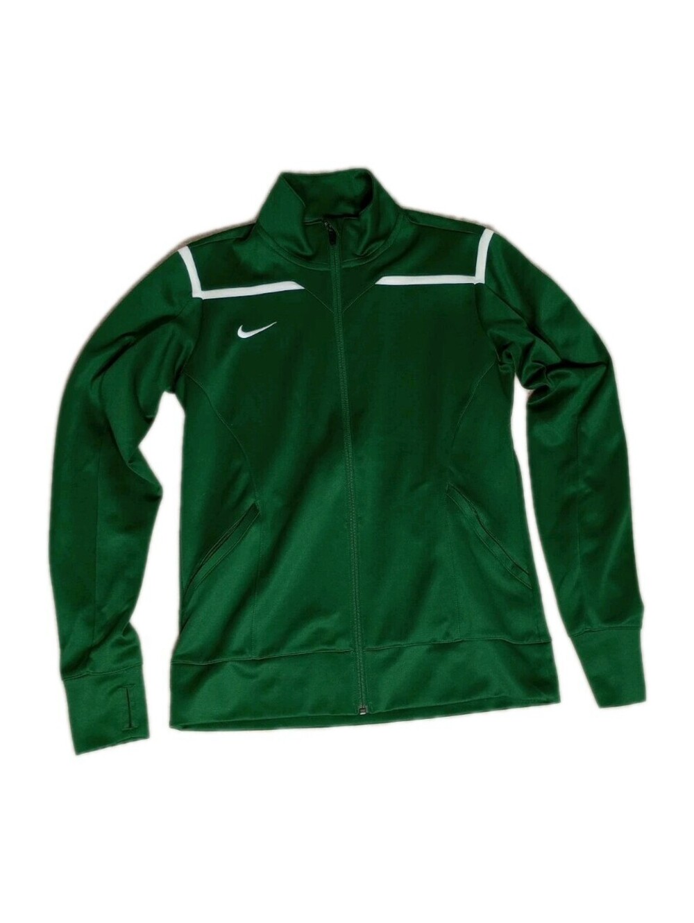 Nike Tennis Full Zip Track Jacket White and Green Size M Dri Fit Women's Medium